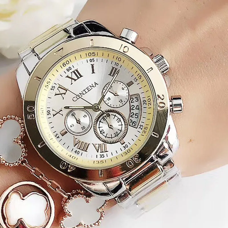

Women Gold Watches 2020 Top Luxury Contena Watch Fashion Casual Sport Quartz Wristwatches Stainless Steel Womens Watches Stocks