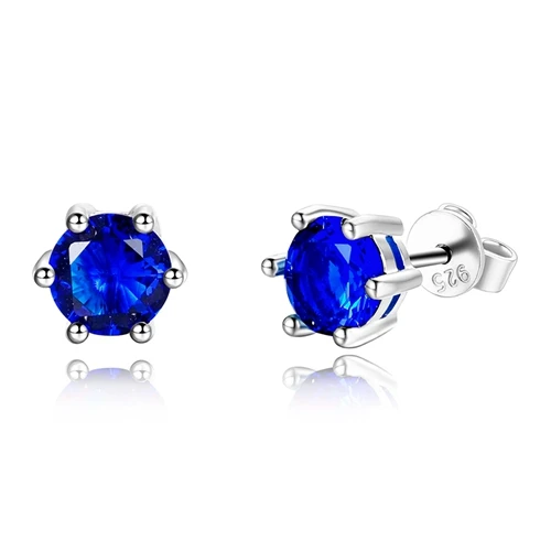 Dark Blue Серебряные серьги женские 925 серебряные ювелирные изделия серьги-гвоздики с АААА циркониевым кристаллом вечерние подарки на день рождения для женщин - Цвет камня: Dark Blue