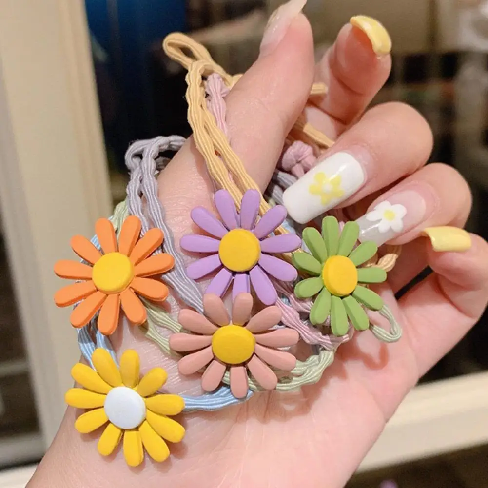 

Hair Ring Washable Eye-catching Resin 3D Flower Elastic Hair Ties for Kids