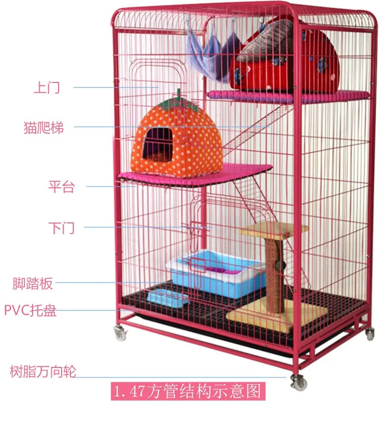 

Eco-friendly Paited Metal Pet Cage 2/3/4 Layers Large Space Pet Kennel Multilayer Pet Villa Easy Install