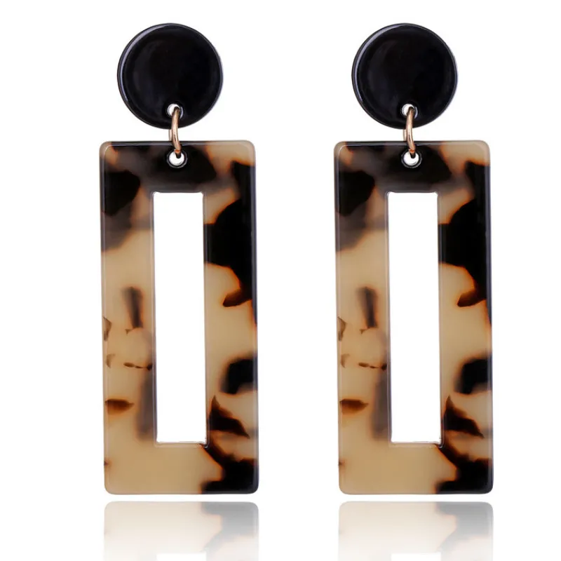 

Fashion Earring for Women 2021 New Leopard Print Acrylic Geometry Dangle Earrings Statement Jewelry