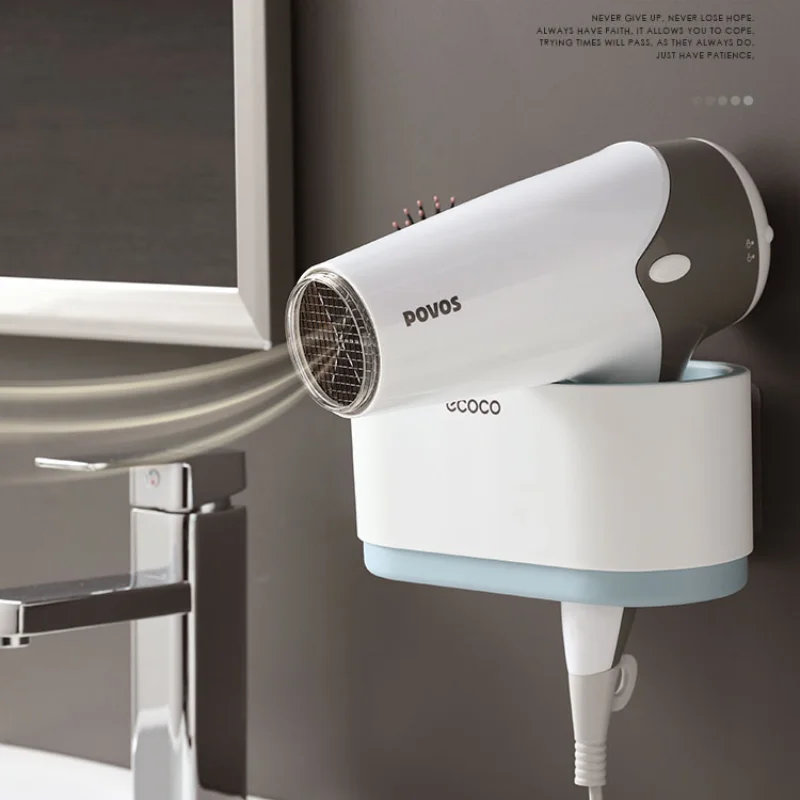 ecoco hair dryer rack wall mounted punch free bathroom accessories set home bathroom shelve bathroom holder tool drainage free global shipping