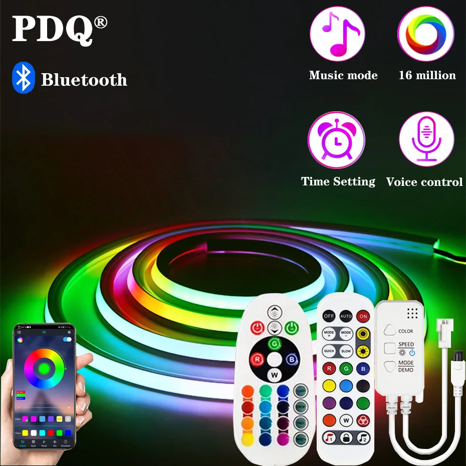 

Светодиодная неоновая лента Dream Color 3838 RGBIC индивидуально Адресуемая Водонепроницаемая мягкая лампа из силикагеля 12 в Bluetooth гибсветодиодный ...