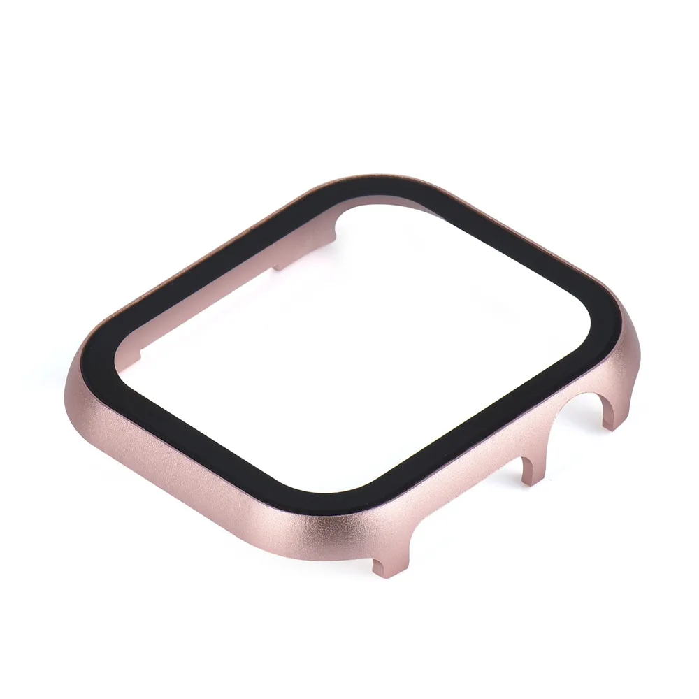 Rose gold Экран защита на весь корпус для наручных часов Apple Watch 40/44/38/42 мм металлической крышкой серии 5 4 3 бампер с 3D закаленное Стекло пленка аксессуары - Цвет: Rose gold