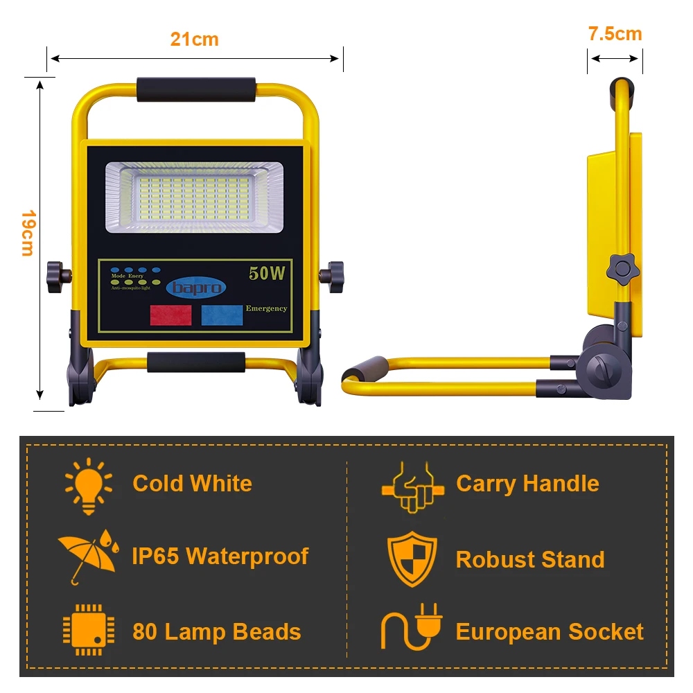 Перезаряжаемый светильник на солнечной энергии Портативный Светодиодный