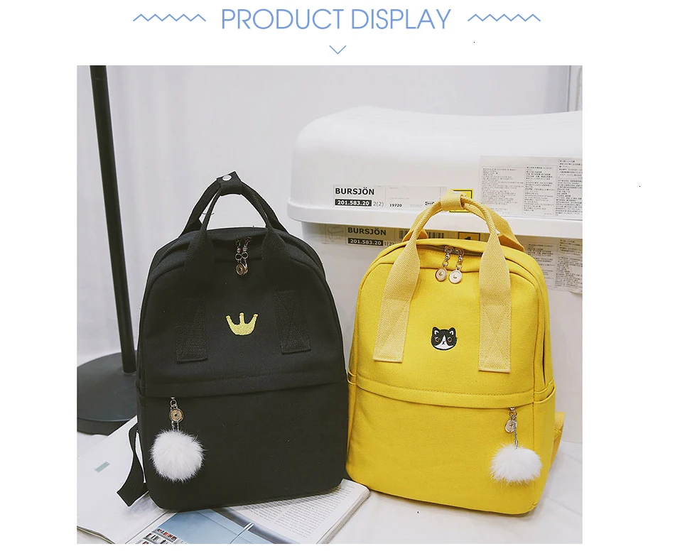 TTOU, японский и корейский стиль, Harajuku, милый, вышивка, кошка, корона, холст, рюкзак, прекрасный, консервативный стиль, ранец, школьная сумка для девочек