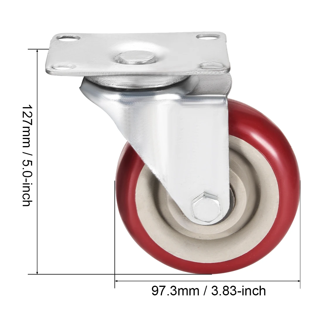 

uxcell Swivel Caster Wheels 3.83 inch Dia PU Caster 360 Degree Rotating Top Plate 308lb Capacity