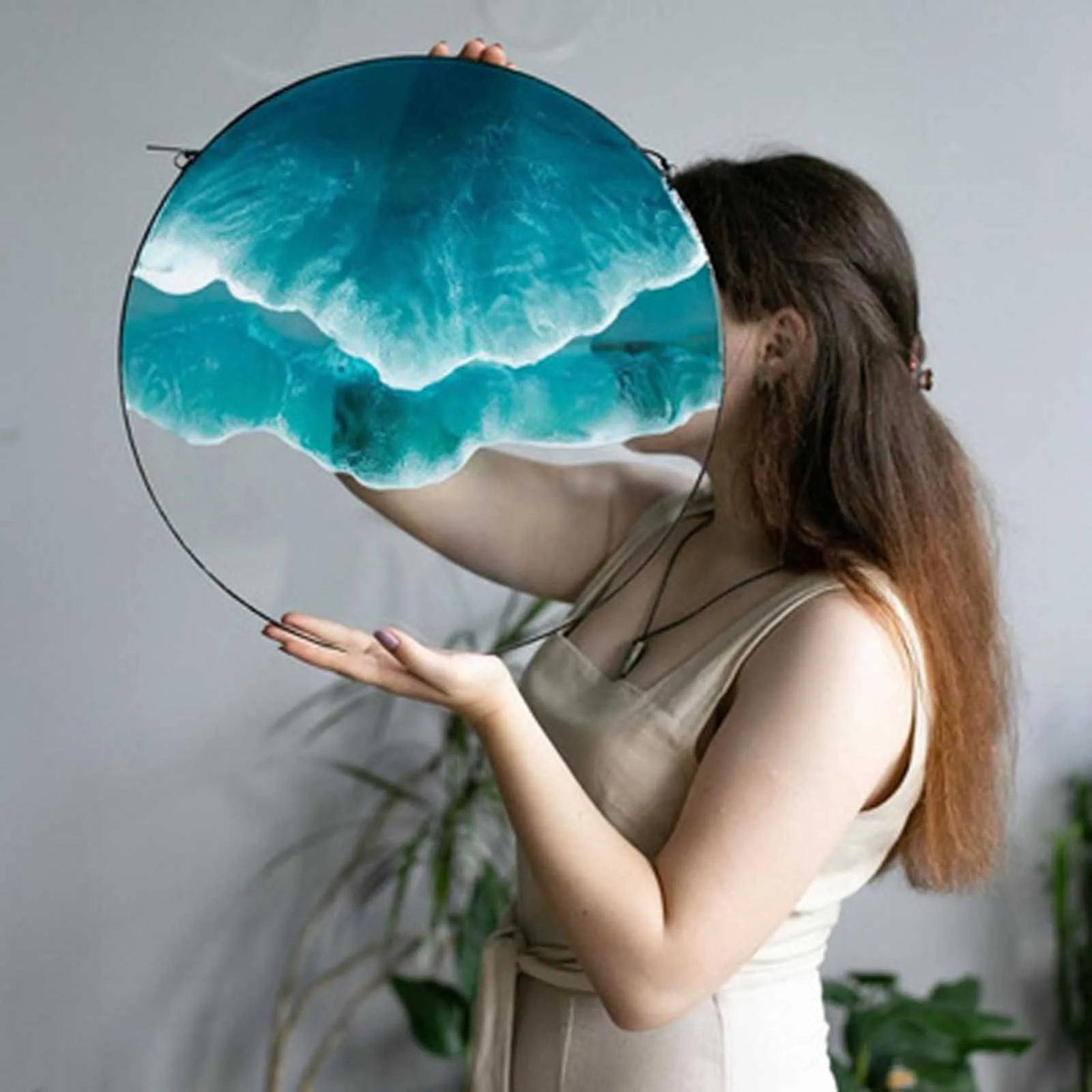 Океан волна настенное висящее витражное стекло панель морской акрил искусство