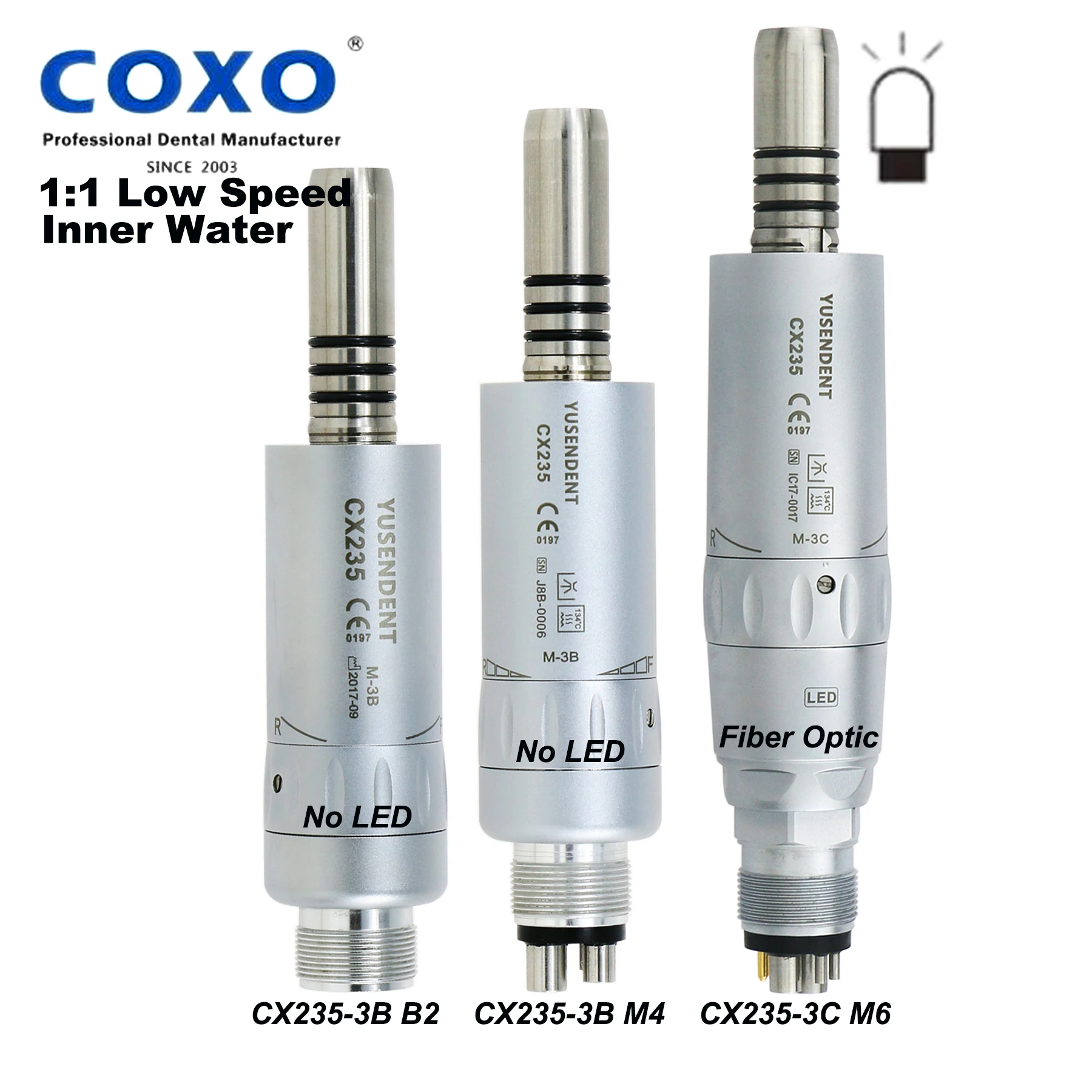 COXO YUSENDENT Dental 1:1 Inner Water Low Speed LED Fiber Optic Air Motor Handpiece 2 4 6 Hole Fit For ISO E type NSK KAVO