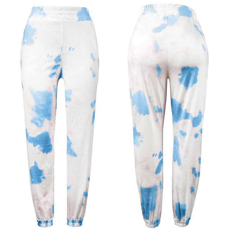 

Tossy Tie-Dye Printed Sweatpants Women Casual Loose Long Harem Pants Blue Baggy Elastic High Wasit Pants Female Joggers Trousers