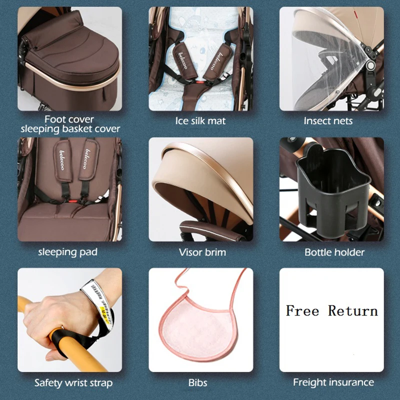 Новая детская коляска Belecoo 2 в 1 бесплатная доставка переносная складная Быстрая