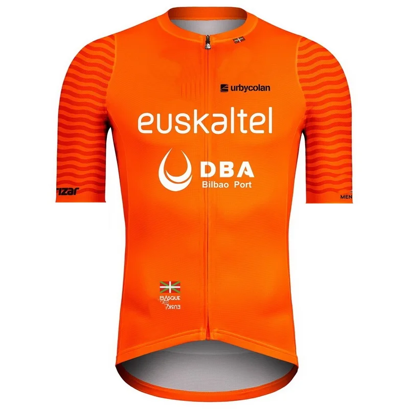 

2021 EUSKALTEL DBA командная оранжевая футболка с коротким рукавом для велоспорта летняя одежда для велоспорта ROPA CICLISMO с лентой