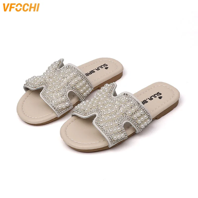 Новые летние тапочки VFOCHI для девочек туфли на плоской подошве с