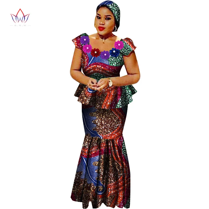 9 African Bazin Riche Dresses for Women Set Clothes Skirt Top Sets for Women High Waist Skirt Long African Skirt Plus Size WY2564 - Цвет: 9