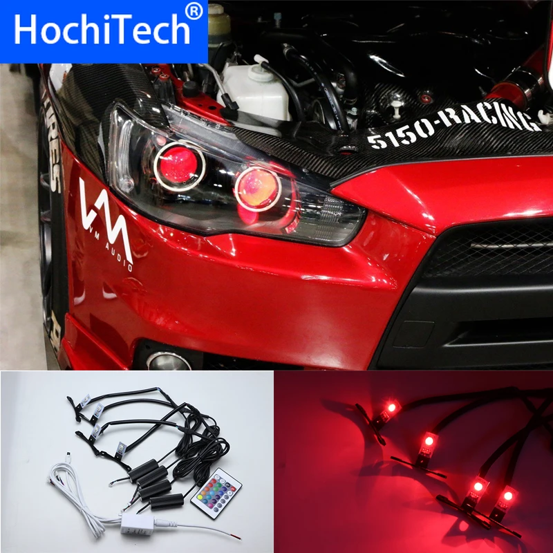 4 шт. многоцветный RGB Demon Eye светодиодный devil eyes с беспроводным пультом дистанционного управления для двойных линз автомобиля мотоцикла фары проектор модифицированный