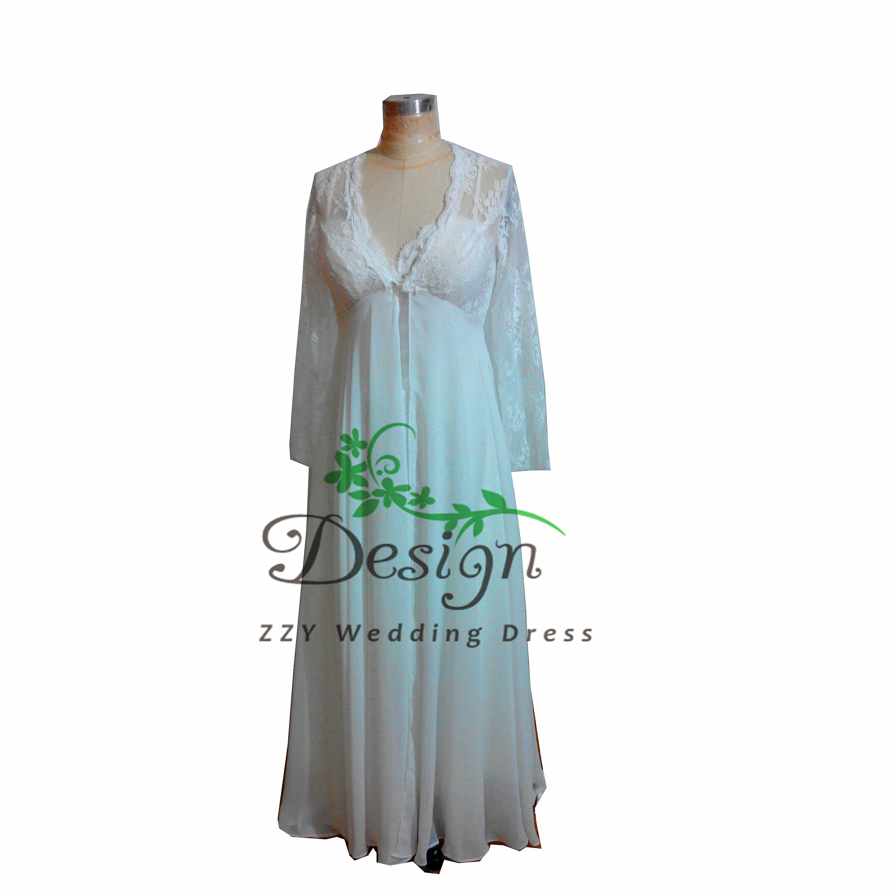 

Spaghetti Straps Empire Lace And Chiffon Beach Vestido Novia Lace And Chiffon Beach Natural Wedding Gowns Bridal With Jacket