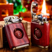 new retro style sandalwood woodcarving rotary rocker lighter pure copper rosewood grinding wheel can rotate lucky birthday gifts