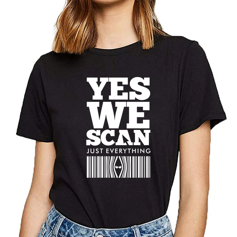 Женская футболка с надписями yes we scan Fit|Футболки| |