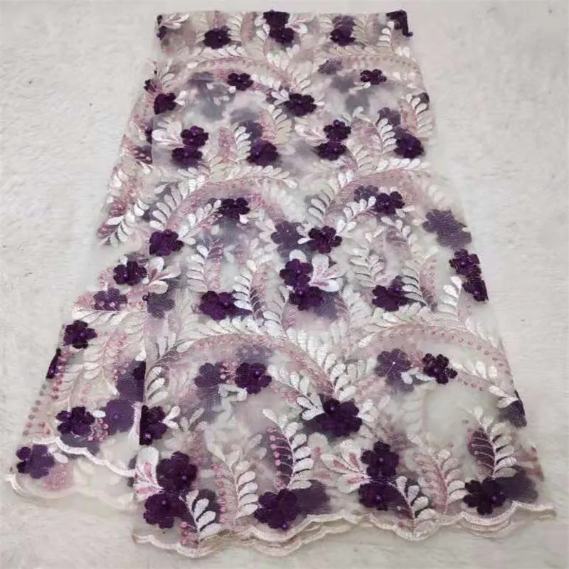 2019 фиолетовые/Белые последние французские нигерийские кружевные ткани высокого