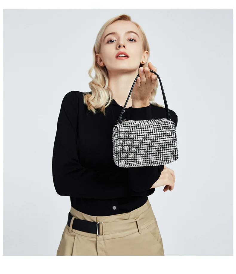 Crystal Diamond Designer Handbags High Quality Luxury Sling Bag Tote Small Silver Sling Bag for Woman Wedding Disco Party 2020