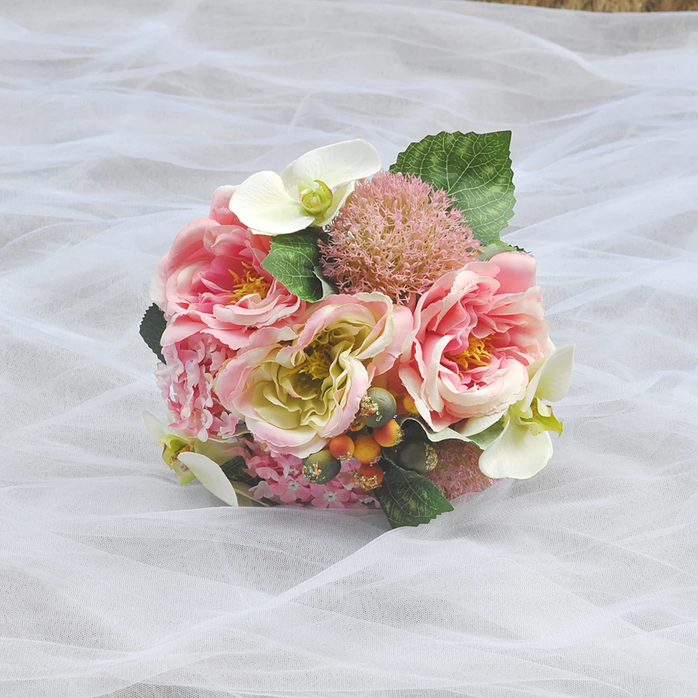 

TRiXY F18 Свадебный букет с розовыми розами, свадебные цветы, свадебные букеты, искусственные подружки невесты, аксессуары, свадебный букет