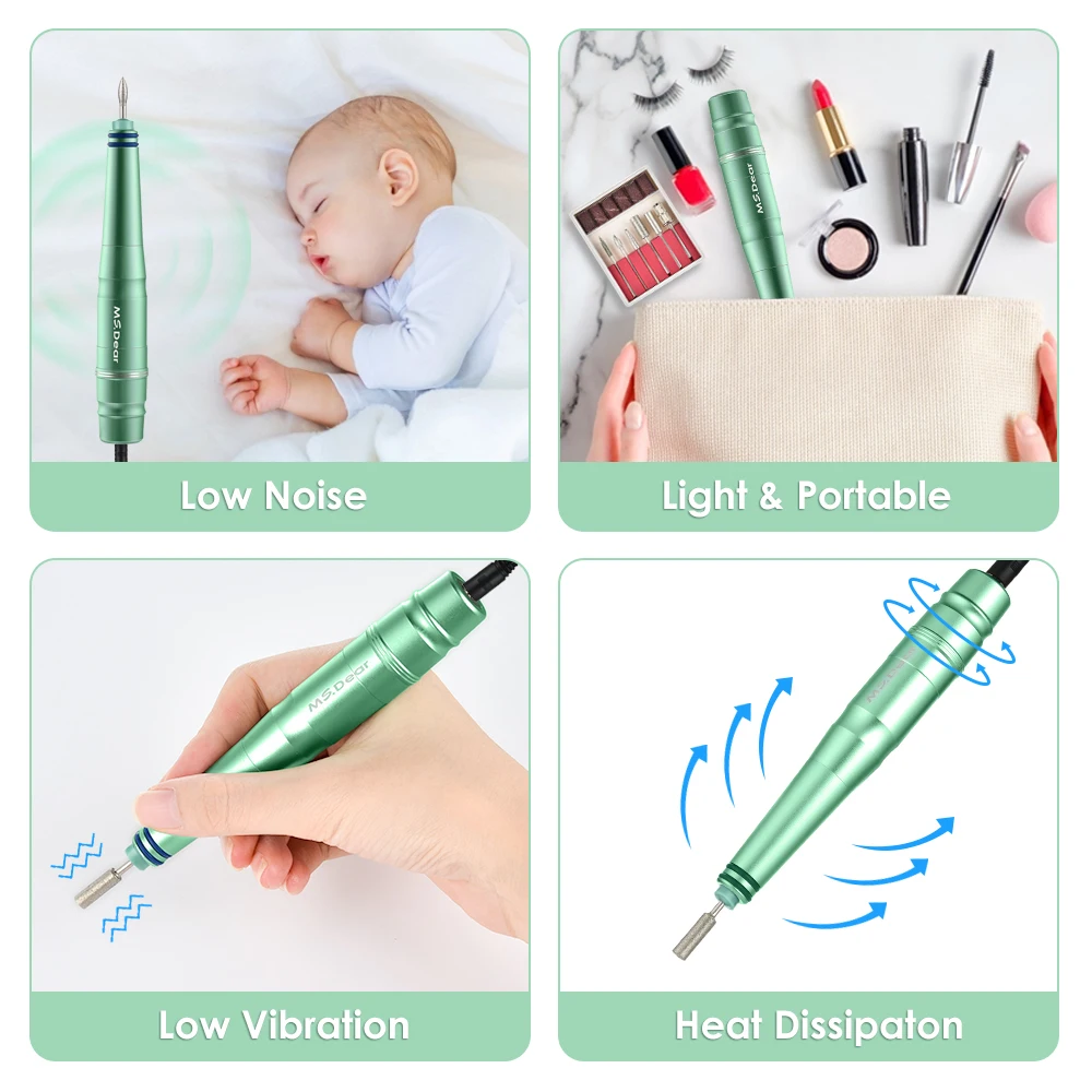 1 Set Electric Nail Drill Pen Machine Kit Manicure Pedicure 6 Bits Sanding Buffer File Brush Grinding Heads USB | Красота и здоровье