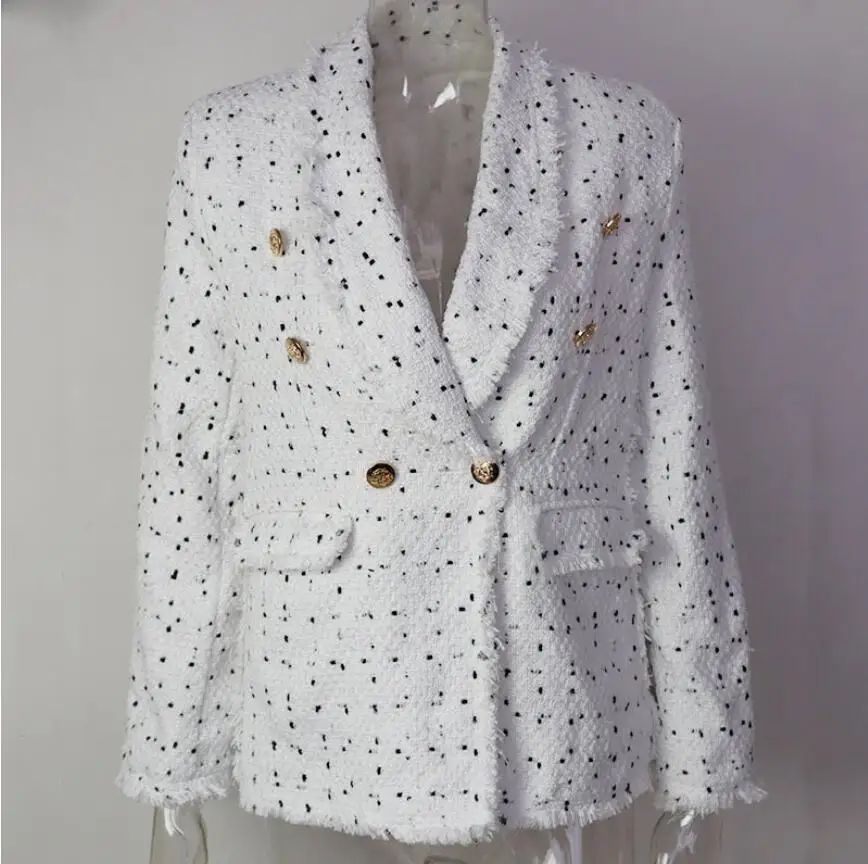 

Модный офисный женский костюм, женский Блейзер, осень 2019, новый шерстяной костюм, женский тонкий двубортный короткий Блейзер с отложным вор...