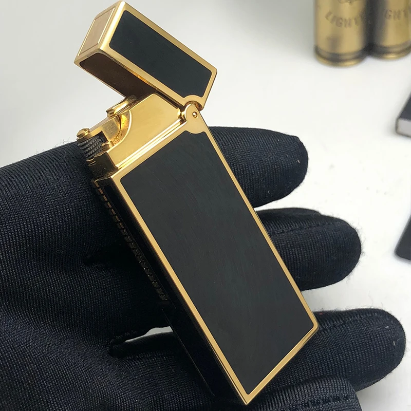 Verkauf 100% Neue Vintage Dupont Gas Leichter Gas Zigarette Leichter Poliert Jet Benzin Flint Leichter Metall Gas Feuerzeug