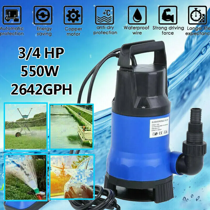

Yonntech 3/4 HP 2642GPH 550W High Pressure Submersible Water Pump Swimming Pool Flood Clean Pond