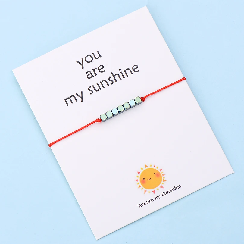 IYOE Wish Card You Are My Sunshine крошечные бусины браслеты с подвесками для женщин и мужчин геометрические бусины ручной работы красный браслет с нитью подарок