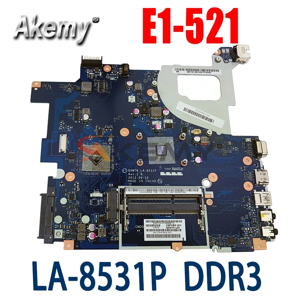 

Akemy LA-8531P For ACER Aspire E1-521 EM1200 Q5WT6 LA-8531P Laptop motherboard Mainboard NB.Y1G11.002 NBY1G11002 DDR3