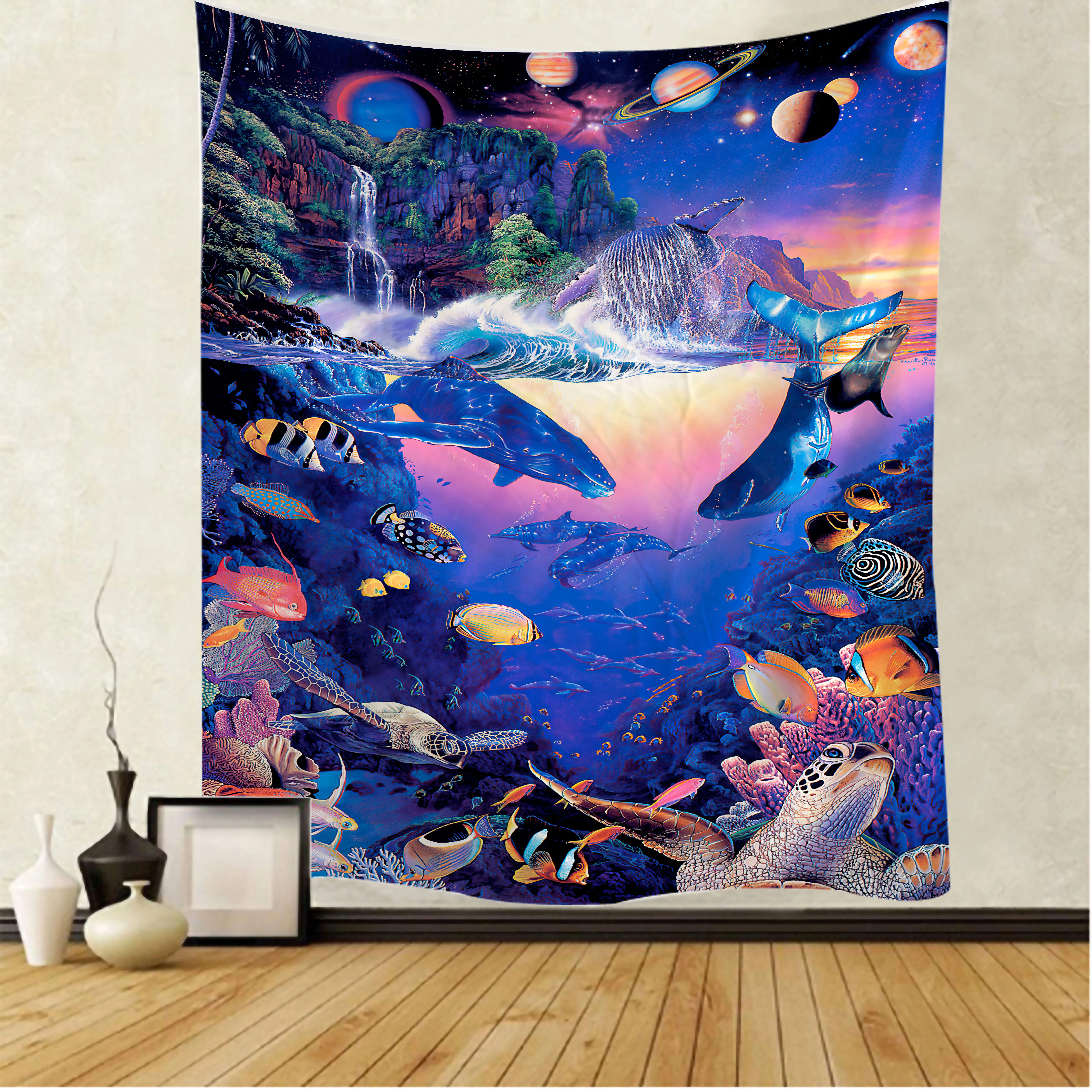 

Whale tapestry Mandala Tapestry Wall Hanging Boho decor macrame hippie Witchcraft Tapestry