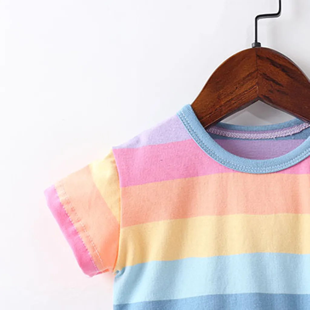Lovely Newborn Baby Rompers 2019 Winter Rainbow Striped Romper Short Sleeve Cotton Wings Warm Jumpser Bodysuit Clothes Y926 |