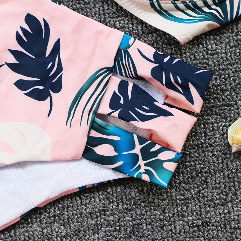 

2 Piece Bikini Set Summer Sexy Backless Swimsuit Ladies Fashion Printing Split Swimsuit Beach Young Style Woman Clothes 2021