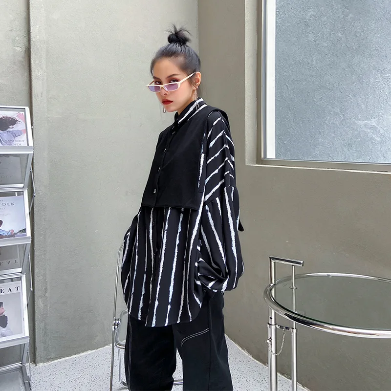 Женский комплект из двух предметов QING MO винтажная блузка в полоску и Трикотажный