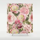 Винтажная занавеска для душа с рисунком пионов и цветов, водонепроницаемые украшения для ванной из полиэстера, занавеска для душа