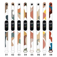 for mi band 6 5 4 3 strap printing silicone pattern for xiaomiband replacement watchband bracelet smart sports fitness wrist