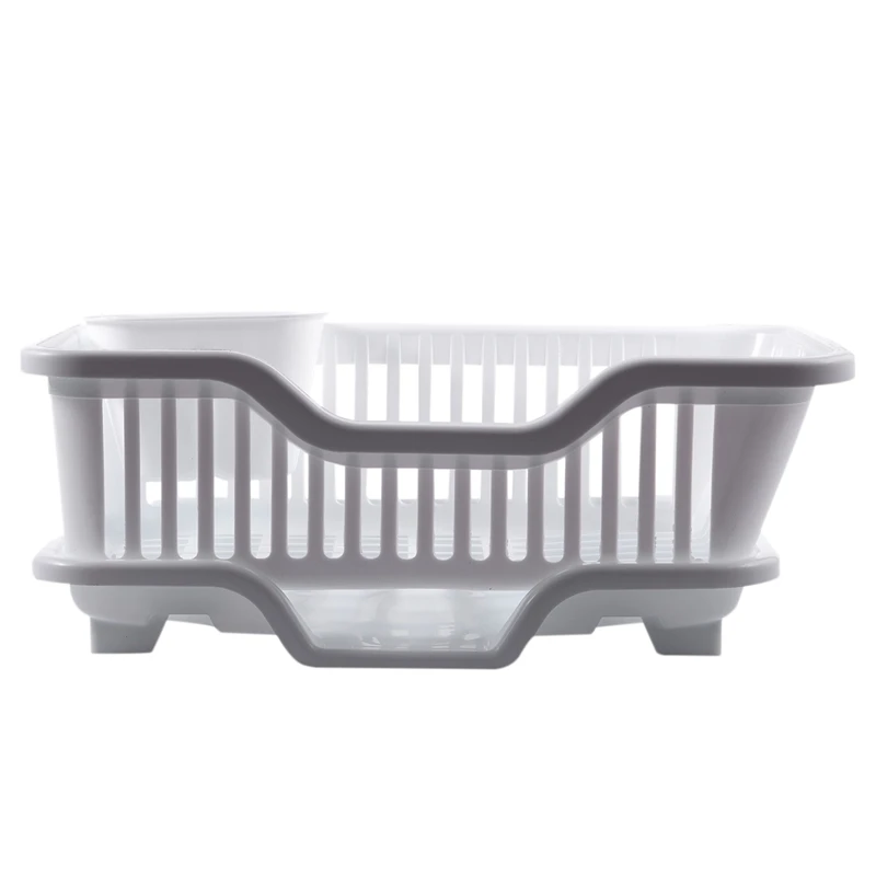 Kitchen Sink Dish Plate Utensil Drainer Drying Rack Holder Basket Organizer Tray White | Дом и сад