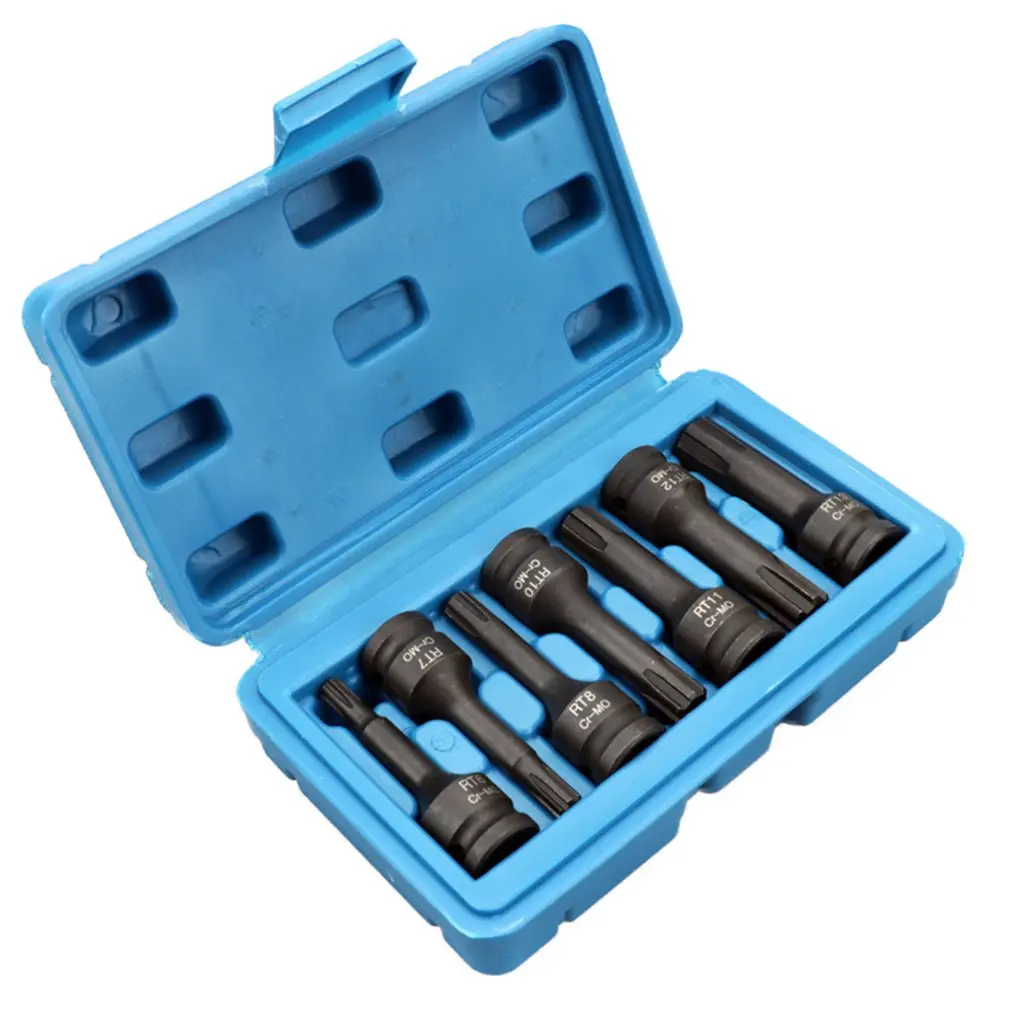 

7pcs/set Impact Socket Bits 3/8 Inch Driver Metric Star Torx Hex Spline Ratchet Screwdriver Bit Socket Tools
