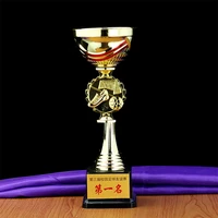 xh1012 soccer trophy metal college sports trophy awards ceremony gold plated souvenir craft cup trofeu futebol