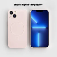 luxury magnetic wireless charging phone case for iphone 13 12 11 pro max mini x xr xs max 7 8 plus soft liquid silicone cover