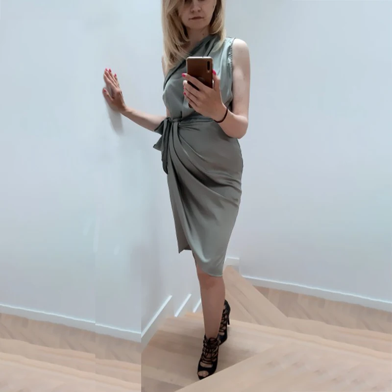 Длинное платье на одно плечо с бантом поясе сексуальные женские платья без