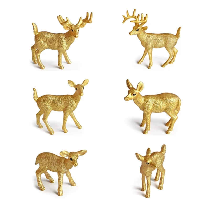 

6Pcs Forest Elk Figures Deer Statue Creatures Realistic Collectiable Toy Playset