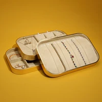 luxury jewelry organizer mall ring earring necklace storage box display stand beige rack shelf bracelet show trays
