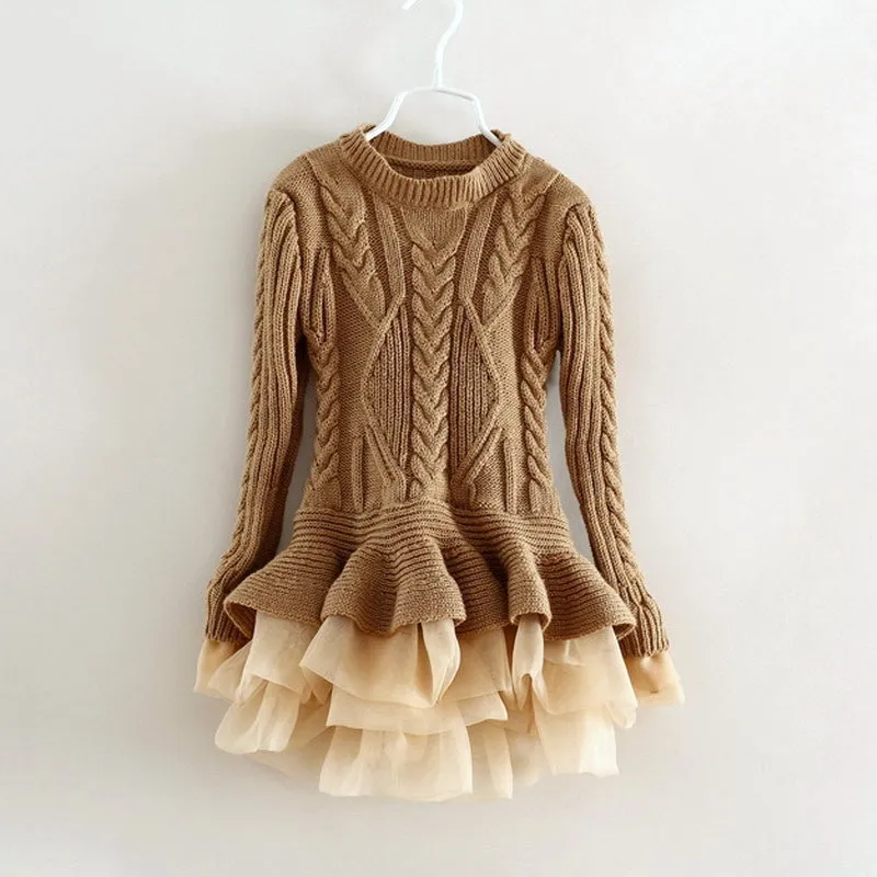 Детская одежда детские платья зимнее милое вязаное платье-свитер с длинным