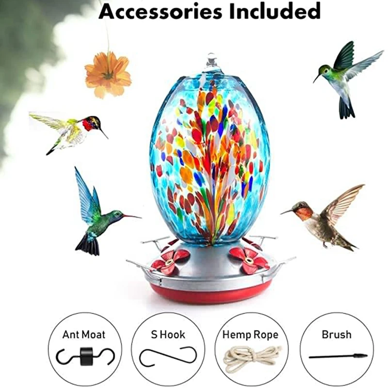 

Hummingbird Water Feeder Plastic Flower Bird Feeder Anti-Ant Hook Painted Egg Type Feeder