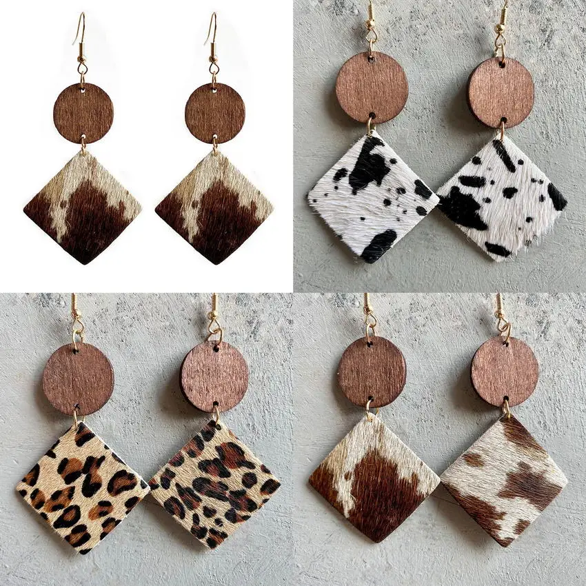 Круглые серьги из искусственной кожи и натурального меха женские