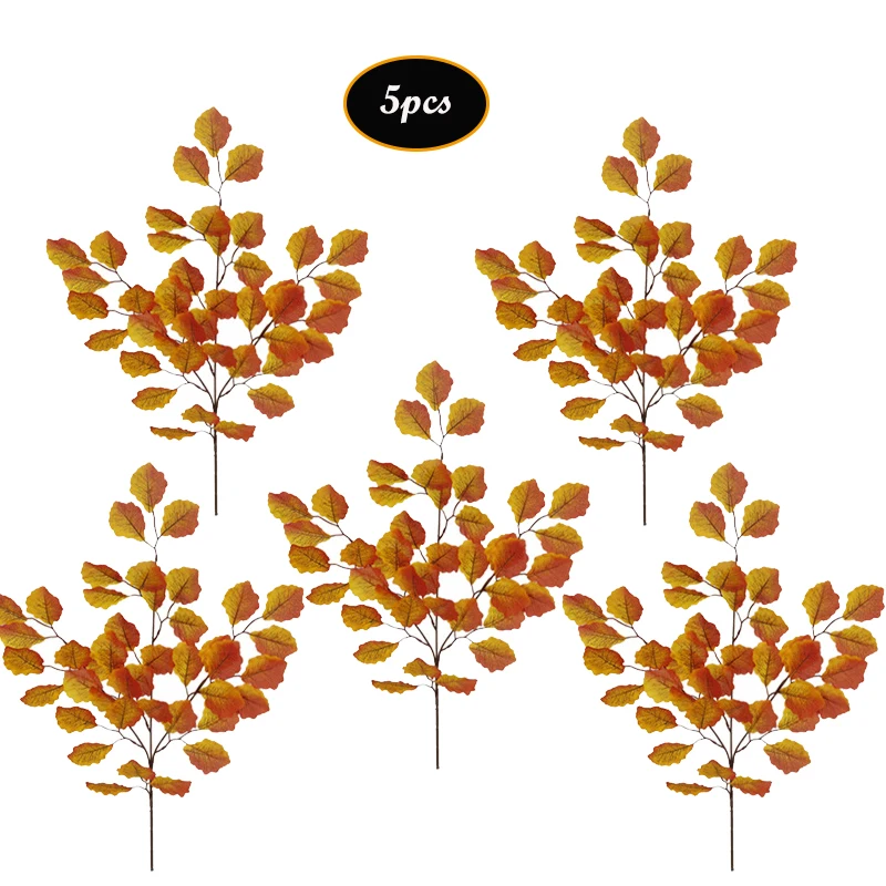 5 шт. искусственные листья Феникса ветви растений для осени и зимы винтажный