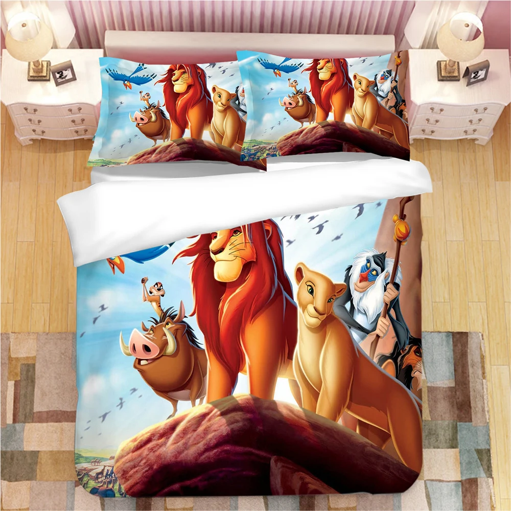 

Cartoon Animals Simba Lion King Nala Bedding Set Bedlinen Duvet Cover Pillowcases for Bedroom Decor Boys Girls Birthday Gift