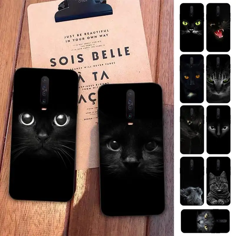

TOPLBPCS Cute Black Cat Phone Case for Redmi 5 6 7 8 9 A 5plus K20 4X S2 GO 6 K30 pro